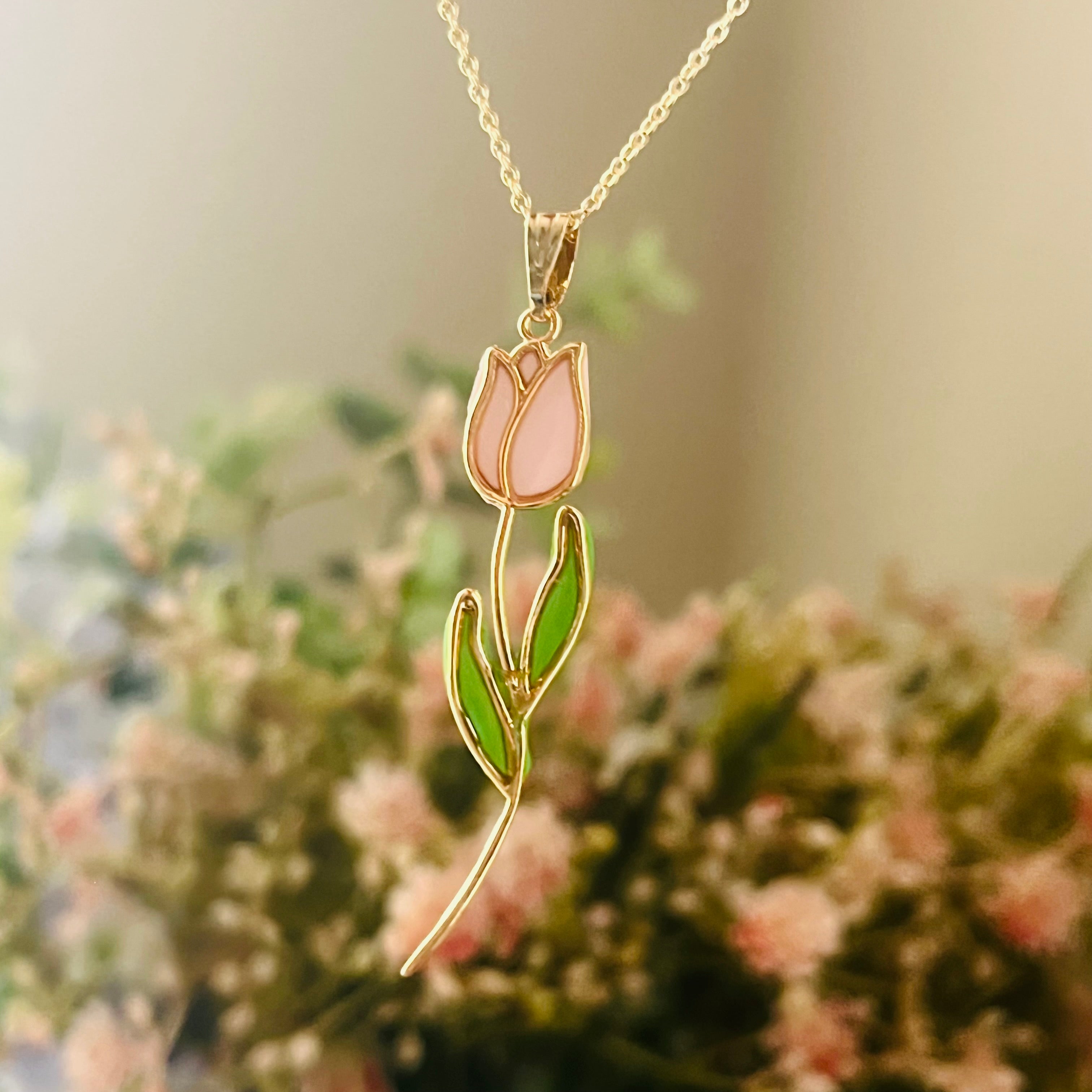 Gold tulip necklace