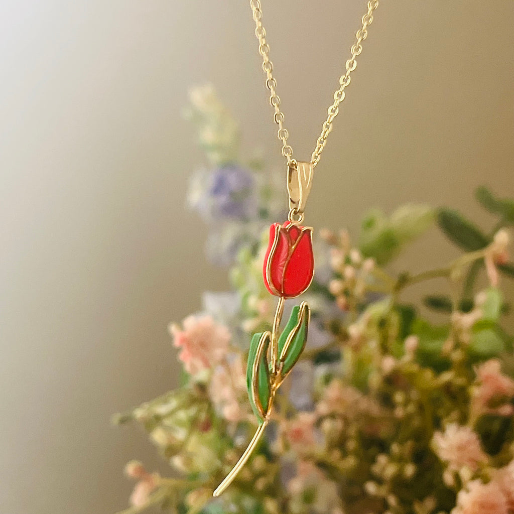 Gold tulip necklace
