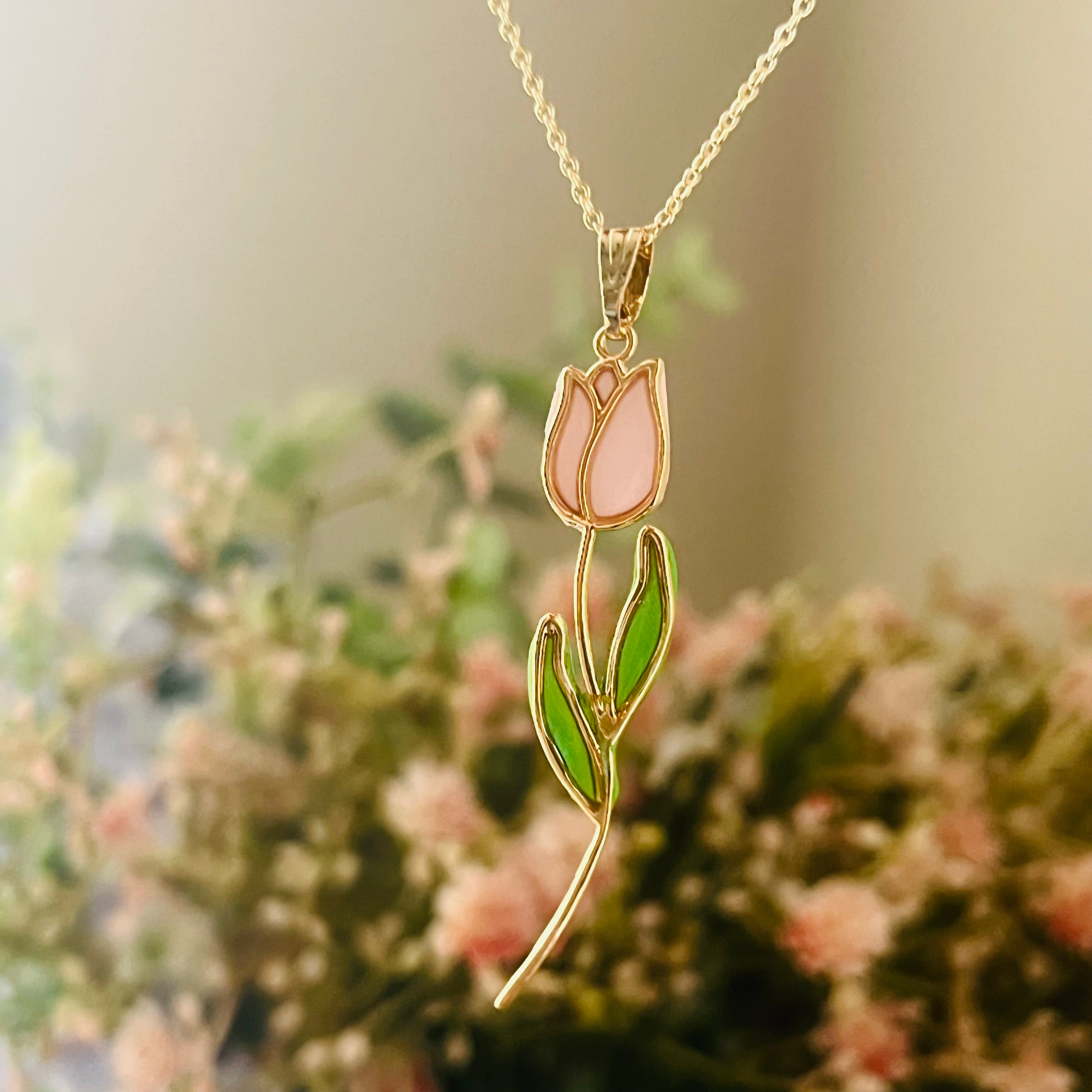 Gold tulip necklace