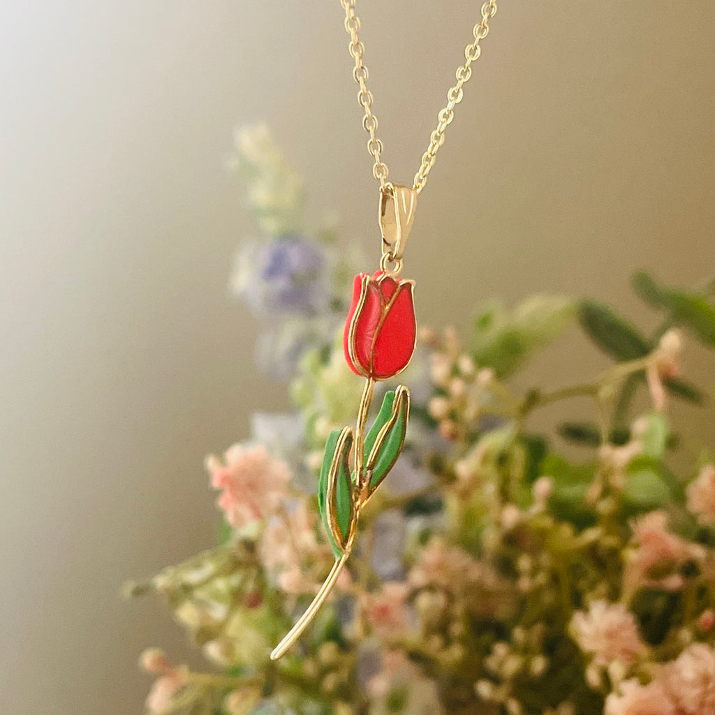 Gold tulip necklace