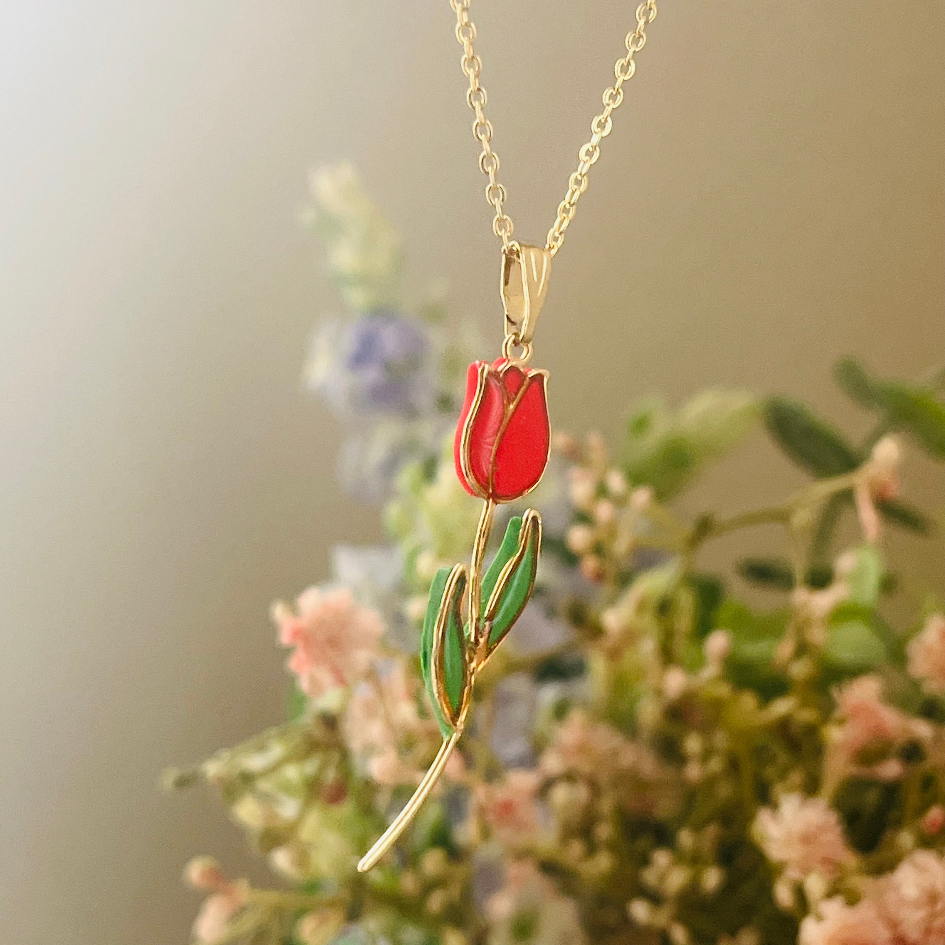 Gold tulip necklace